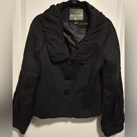 Mac & Jac Black Tailored Blazer with Prominent Collar Size 6, Like New - Picture 2 of 14
